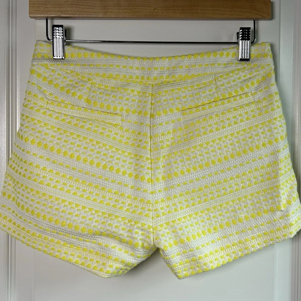 Kate Spade New York Girls' Yellow White Jacquard Shorts Preppy Old Money Style